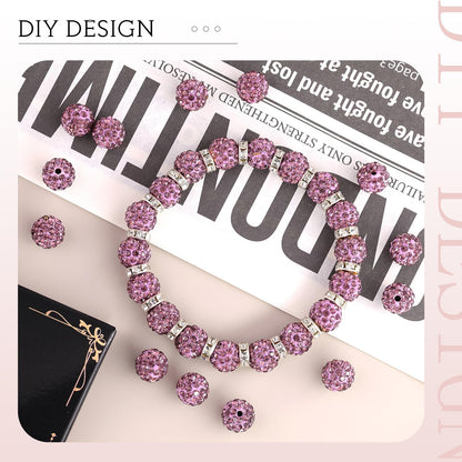 100 pcs 10mm Rhinestone Beads for Jewelry Making, Yellow Shiny Round Shamballa Disco Beads Bulk, Sparkle Crystal Clay Christmas for Bracelet Baseball Necklace Earring Crafting and DIY