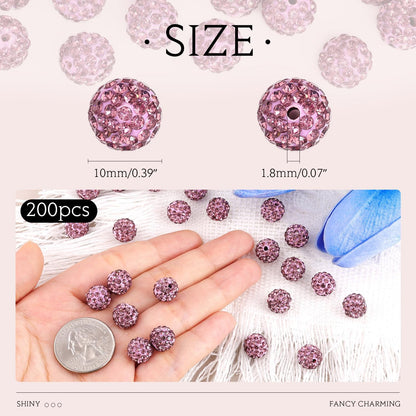 100 pcs 10mm Rhinestone Beads for Jewelry Making, Yellow Shiny Round Shamballa Disco Beads Bulk, Sparkle Crystal Clay Christmas for Bracelet Baseball Necklace Earring Crafting and DIY