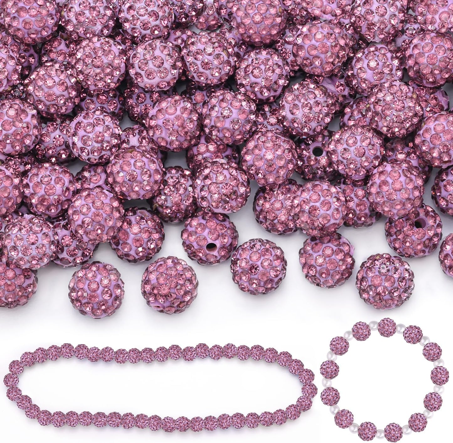 100 pcs 10mm Rhinestone Beads for Jewelry Making, Yellow Shiny Round Shamballa Disco Beads Bulk, Sparkle Crystal Clay Christmas for Bracelet Baseball Necklace Earring Crafting and DIY