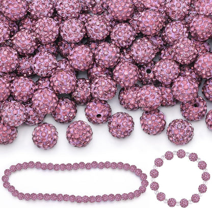 100 pcs 10mm Rhinestone Beads for Jewelry Making, Yellow Shiny Round Shamballa Disco Beads Bulk, Sparkle Crystal Clay Christmas for Bracelet Baseball Necklace Earring Crafting and DIY