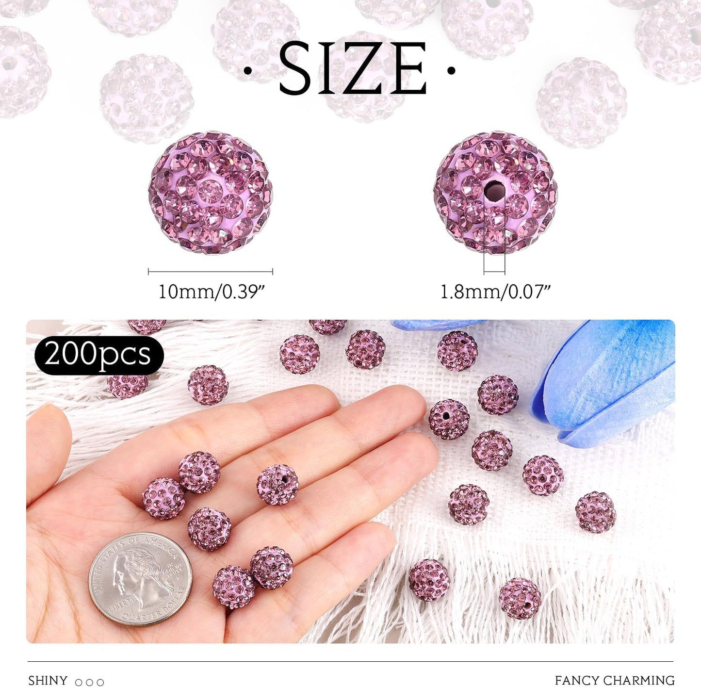 100 pcs 10mm Rhinestone Beads for Jewelry Making, Yellow Shiny Round Shamballa Disco Beads Bulk, Sparkle Crystal Clay Christmas for Bracelet Baseball Necklace Earring Crafting and DIY