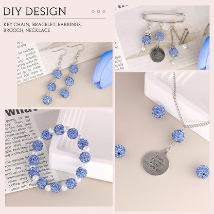 100 pcs 10mm Rhinestone Beads for Jewelry Making, Yellow Shiny Round Shamballa Disco Beads Bulk, Sparkle Crystal Clay Christmas for Bracelet Baseball Necklace Earring Crafting and DIY