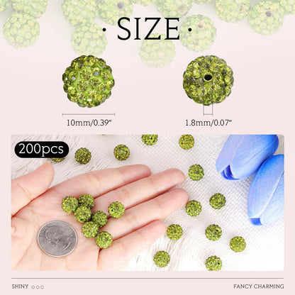 100 pcs 10mm Rhinestone Beads for Jewelry Making, Yellow Shiny Round Shamballa Disco Beads Bulk, Sparkle Crystal Clay Christmas for Bracelet Baseball Necklace Earring Crafting and DIY