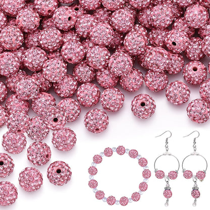 100 pcs 10mm Rhinestone Beads for Jewelry Making, Yellow Shiny Round Shamballa Disco Beads Bulk, Sparkle Crystal Clay Christmas for Bracelet Baseball Necklace Earring Crafting and DIY