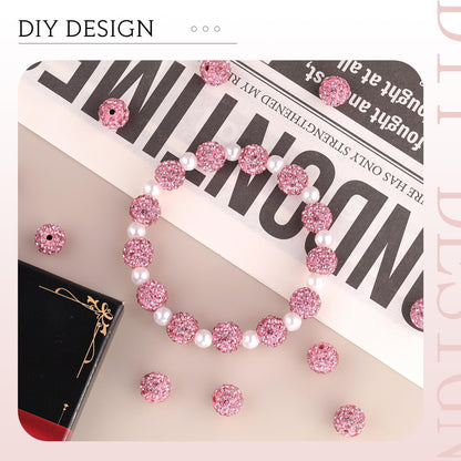 100 pcs 10mm Rhinestone Beads for Jewelry Making, Yellow Shiny Round Shamballa Disco Beads Bulk, Sparkle Crystal Clay Christmas for Bracelet Baseball Necklace Earring Crafting and DIY