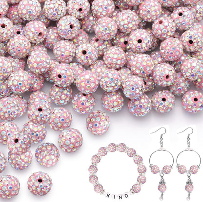 100 pcs 10mm Rhinestone Beads for Jewelry Making, Yellow Shiny Round Shamballa Disco Beads Bulk, Sparkle Crystal Clay Christmas for Bracelet Baseball Necklace Earring Crafting and DIY