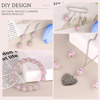 100 pcs 10mm Rhinestone Beads for Jewelry Making, Yellow Shiny Round Shamballa Disco Beads Bulk, Sparkle Crystal Clay Christmas for Bracelet Baseball Necklace Earring Crafting and DIY