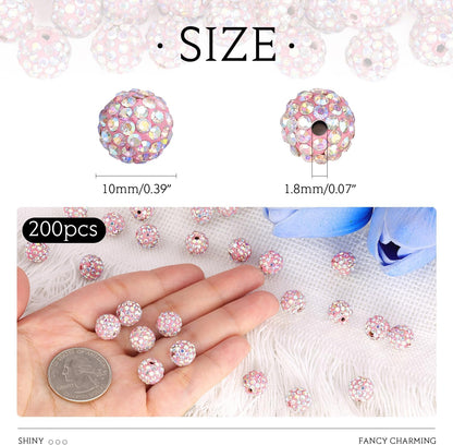 100 pcs 10mm Rhinestone Beads for Jewelry Making, Yellow Shiny Round Shamballa Disco Beads Bulk, Sparkle Crystal Clay Christmas for Bracelet Baseball Necklace Earring Crafting and DIY
