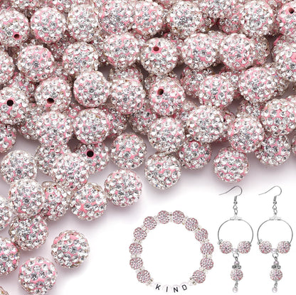 100 pcs 10mm Rhinestone Beads for Jewelry Making, Yellow Shiny Round Shamballa Disco Beads Bulk, Sparkle Crystal Clay Christmas for Bracelet Baseball Necklace Earring Crafting and DIY
