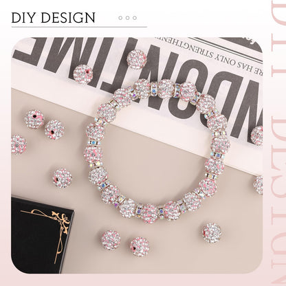 100 pcs 10mm Rhinestone Beads for Jewelry Making, Yellow Shiny Round Shamballa Disco Beads Bulk, Sparkle Crystal Clay Christmas for Bracelet Baseball Necklace Earring Crafting and DIY
