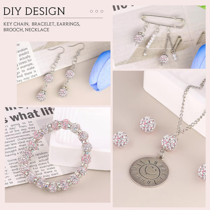 100 pcs 10mm Rhinestone Beads for Jewelry Making, Yellow Shiny Round Shamballa Disco Beads Bulk, Sparkle Crystal Clay Christmas for Bracelet Baseball Necklace Earring Crafting and DIY