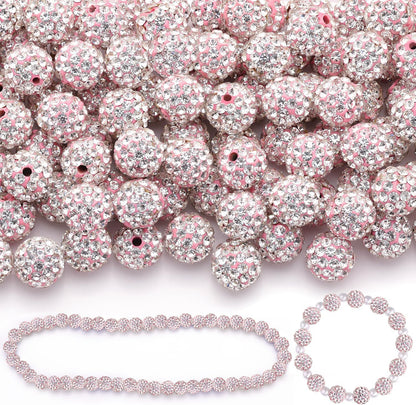 100 pcs 10mm Rhinestone Beads for Jewelry Making, Yellow Shiny Round Shamballa Disco Beads Bulk, Sparkle Crystal Clay Christmas for Bracelet Baseball Necklace Earring Crafting and DIY