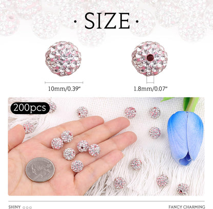 100 pcs 10mm Rhinestone Beads for Jewelry Making, Yellow Shiny Round Shamballa Disco Beads Bulk, Sparkle Crystal Clay Christmas for Bracelet Baseball Necklace Earring Crafting and DIY