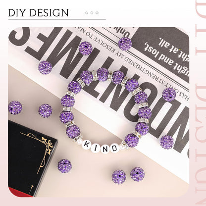 100 pcs 10mm Rhinestone Beads for Jewelry Making, Yellow Shiny Round Shamballa Disco Beads Bulk, Sparkle Crystal Clay Christmas for Bracelet Baseball Necklace Earring Crafting and DIY