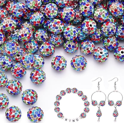 100 pcs 10mm Rhinestone Beads for Jewelry Making, Yellow Shiny Round Shamballa Disco Beads Bulk, Sparkle Crystal Clay Christmas for Bracelet Baseball Necklace Earring Crafting and DIY