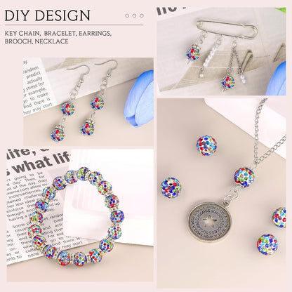 100 pcs 10mm Rhinestone Beads for Jewelry Making, Yellow Shiny Round Shamballa Disco Beads Bulk, Sparkle Crystal Clay Christmas for Bracelet Baseball Necklace Earring Crafting and DIY