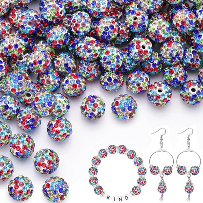 100 pcs 10mm Rhinestone Beads for Jewelry Making, Yellow Shiny Round Shamballa Disco Beads Bulk, Sparkle Crystal Clay Christmas for Bracelet Baseball Necklace Earring Crafting and DIY