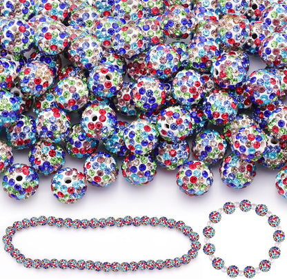 100 pcs 10mm Rhinestone Beads for Jewelry Making, Yellow Shiny Round Shamballa Disco Beads Bulk, Sparkle Crystal Clay Christmas for Bracelet Baseball Necklace Earring Crafting and DIY