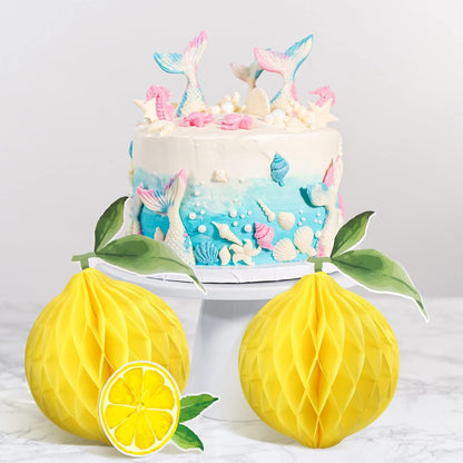 9 Pcs Lemon Honeycomb Centerpieces Honeycomb Balls Lemon Party Favors Tissue Paper Honeycomb Tabletop Lemon Table Decors for Shower party Wedding