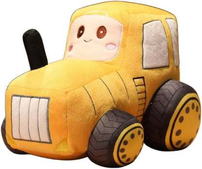 Car Plush Toy Soft Stuffed Car Plush Pillow Toy CuteTractor Cartoon Throw Pillow Plushie Gifts for Kids Birthday Christmas Party (Tractor Yellow)