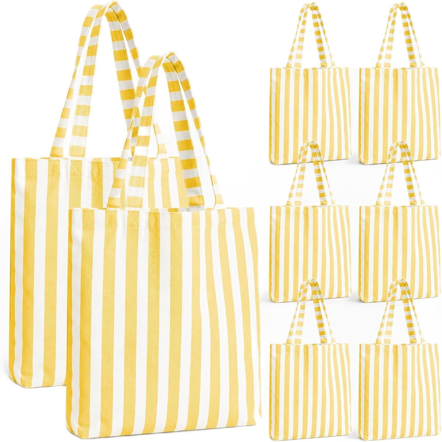 8 Pcs Striped Tote Bag Reusable Canvas Grocery Tote Bag for Bridesmaid Proposal Gifts Beach Bridal Bachelorette Party