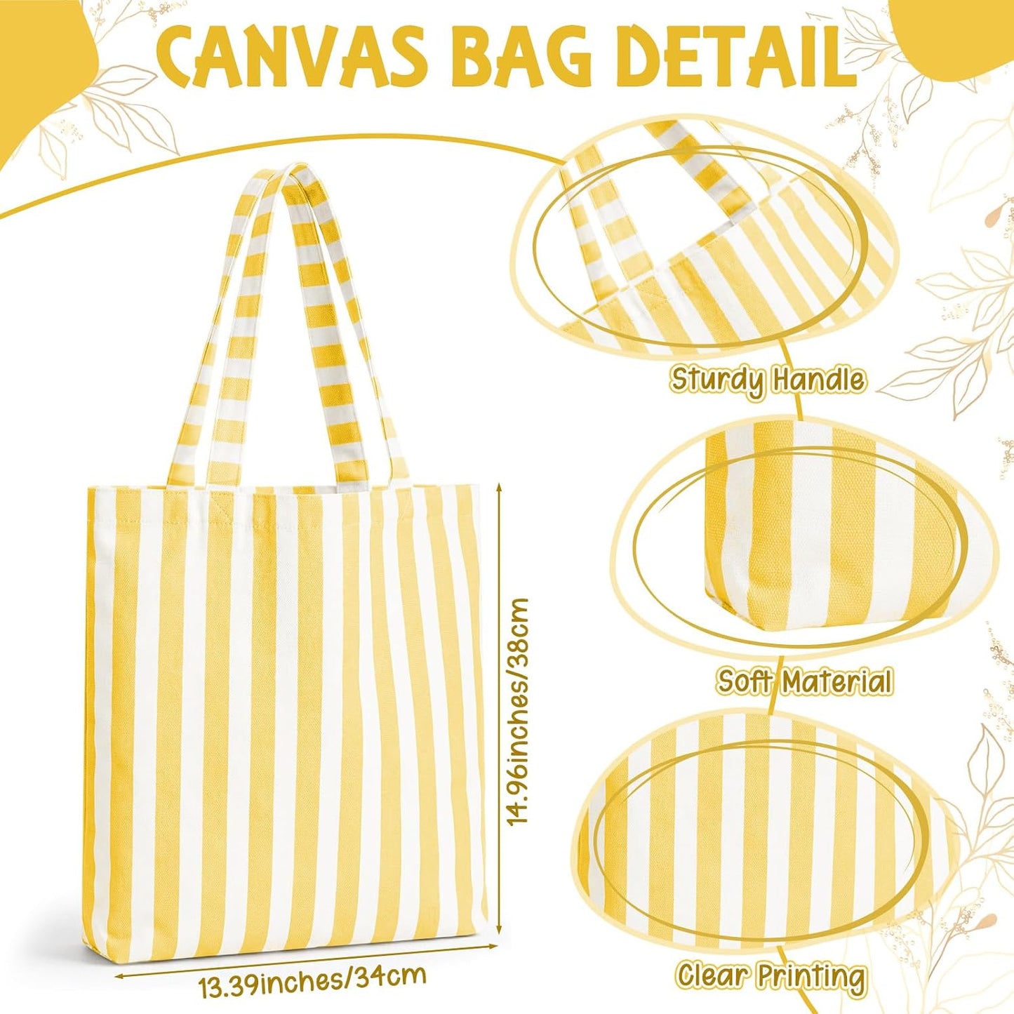 8 Pcs Striped Tote Bag Reusable Canvas Grocery Tote Bag for Bridesmaid Proposal Gifts Beach Bridal Bachelorette Party