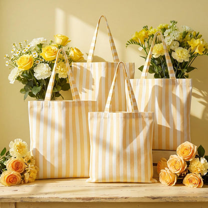 8 Pcs Striped Tote Bag Reusable Canvas Grocery Tote Bag for Bridesmaid Proposal Gifts Beach Bridal Bachelorette Party