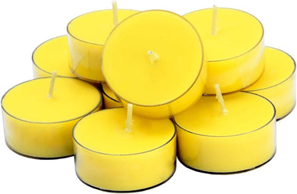 Aromatherapy Soy Wax Tea Candle, Lemon Scented Clear Cup Summer Candles Gift for Home|4 Hour Burn Time|Smokeless& Long Lasting|Great for Bar, Dinner (Pack of 12)