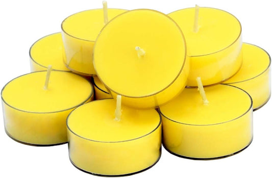 Aromatherapy Soy Wax Tea Candle, Lemon Scented Clear Cup Summer Candles Gift for Home|4 Hour Burn Time|Smokeless& Long Lasting|Great for Bar, Dinner (Pack of 12)