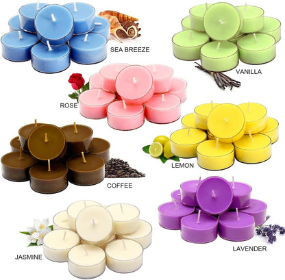 Aromatherapy Soy Wax Tea Candle, Lemon Scented Clear Cup Summer Candles Gift for Home|4 Hour Burn Time|Smokeless& Long Lasting|Great for Bar, Dinner (Pack of 12)