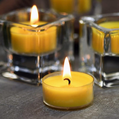 Aromatherapy Soy Wax Tea Candle, Lemon Scented Clear Cup Summer Candles Gift for Home|4 Hour Burn Time|Smokeless& Long Lasting|Great for Bar, Dinner (Pack of 12)