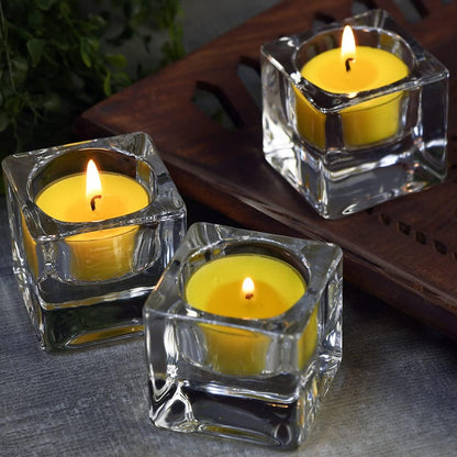 Aromatherapy Soy Wax Tea Candle, Lemon Scented Clear Cup Summer Candles Gift for Home|4 Hour Burn Time|Smokeless& Long Lasting|Great for Bar, Dinner (Pack of 12)