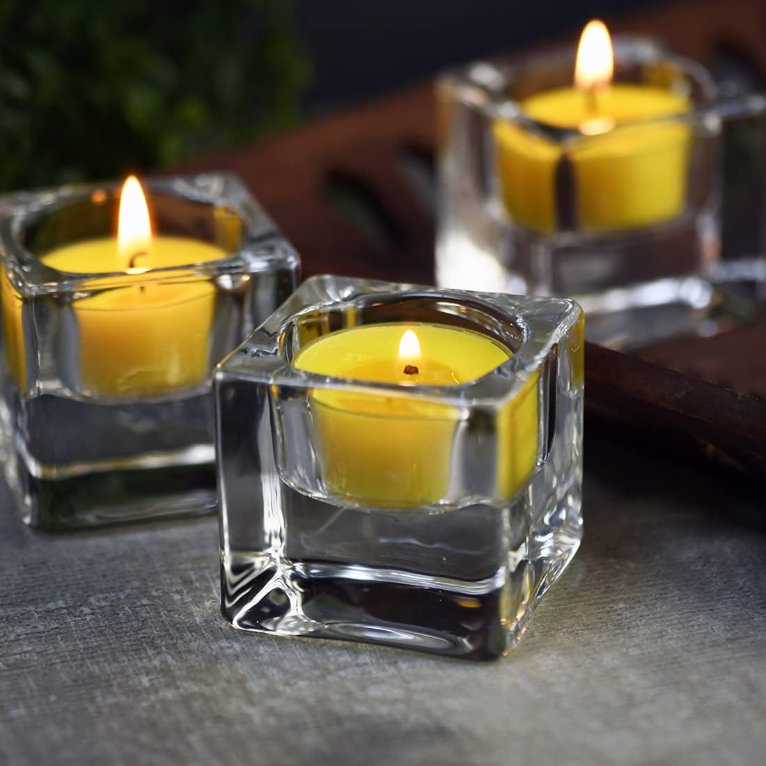 Aromatherapy Soy Wax Tea Candle, Lemon Scented Clear Cup Summer Candles Gift for Home|4 Hour Burn Time|Smokeless& Long Lasting|Great for Bar, Dinner (Pack of 12)