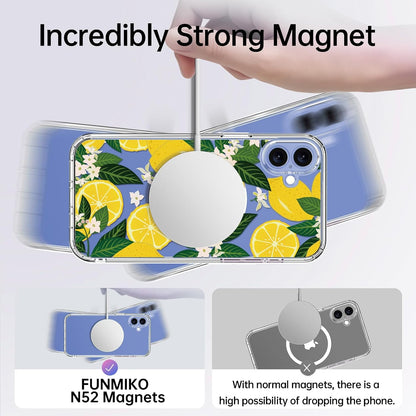for iPhone 17 Case with Screen Protector - Wireless Charging Compatible, Enhanced Camera Protection - Clear Acrylic Phone Cover with Trendy Floral Design for Women - Nice Lemons