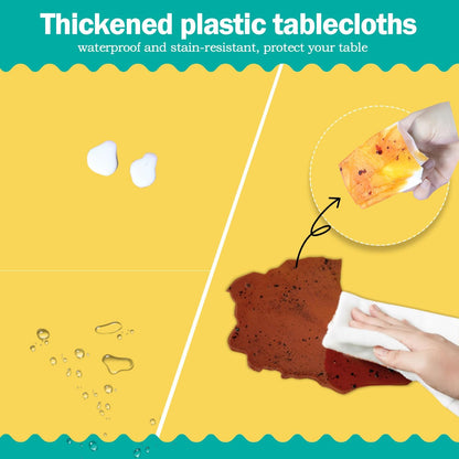 Yellow 6 Pack Plastic Table Cloth 54" x 108", Disposable Tablecloths Rectangle Table Cover, Plastic Tablecloths for Parties