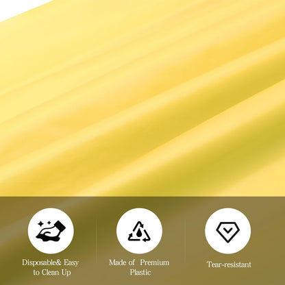 Yellow 6 Pack Plastic Table Cloth 54" x 108", Disposable Tablecloths Rectangle Table Cover, Plastic Tablecloths for Parties