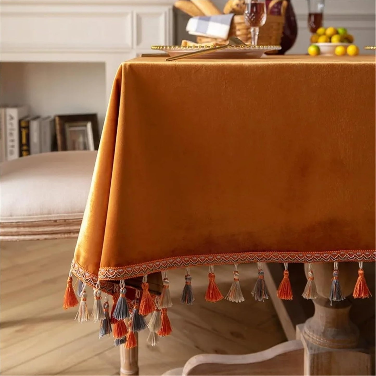 Velvet Tablecloth Velvet Tablecloth Retro Light Luxury Solid Color Modern Simple Table Coverc(Yellow,85 * 85cm)