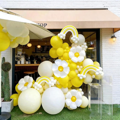 60pcs Yellow and White Balloons Kit, 12 Inch White Yellow Balloons | Latex Party Balloons for Sunflower & Bee Theme, Gender Reveal, Baby Shower, Spring Wedding, Easter & Graduation Decor