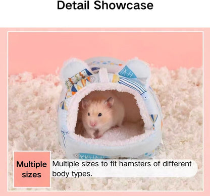 Hamster Hideout, Cute and Cozy Hamster Bed Warm Small Animal Beds with 2 Hooks for Sugar Glider Guinea Pig Fancy Rat Chinchilla Hedgehog Squirrel (Yellow,Small)