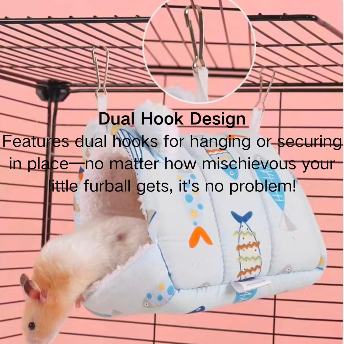 Hamster Hideout, Cute and Cozy Hamster Bed Warm Small Animal Beds with 2 Hooks for Sugar Glider Guinea Pig Fancy Rat Chinchilla Hedgehog Squirrel (Yellow,Small)
