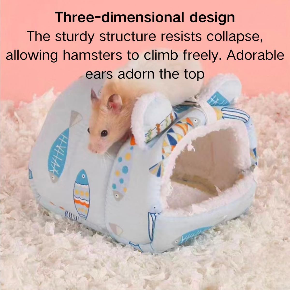 Hamster Hideout, Cute and Cozy Hamster Bed Warm Small Animal Beds with 2 Hooks for Sugar Glider Guinea Pig Fancy Rat Chinchilla Hedgehog Squirrel (Yellow,Small)