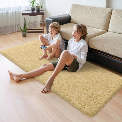 Soft Runner Rugs for Bedroom Shag Runner 2x6 Ft Hallway Runner Plush Shaggy Carpet Non Slip for Bedside Sofa Living Room Dorm, Light Yellow