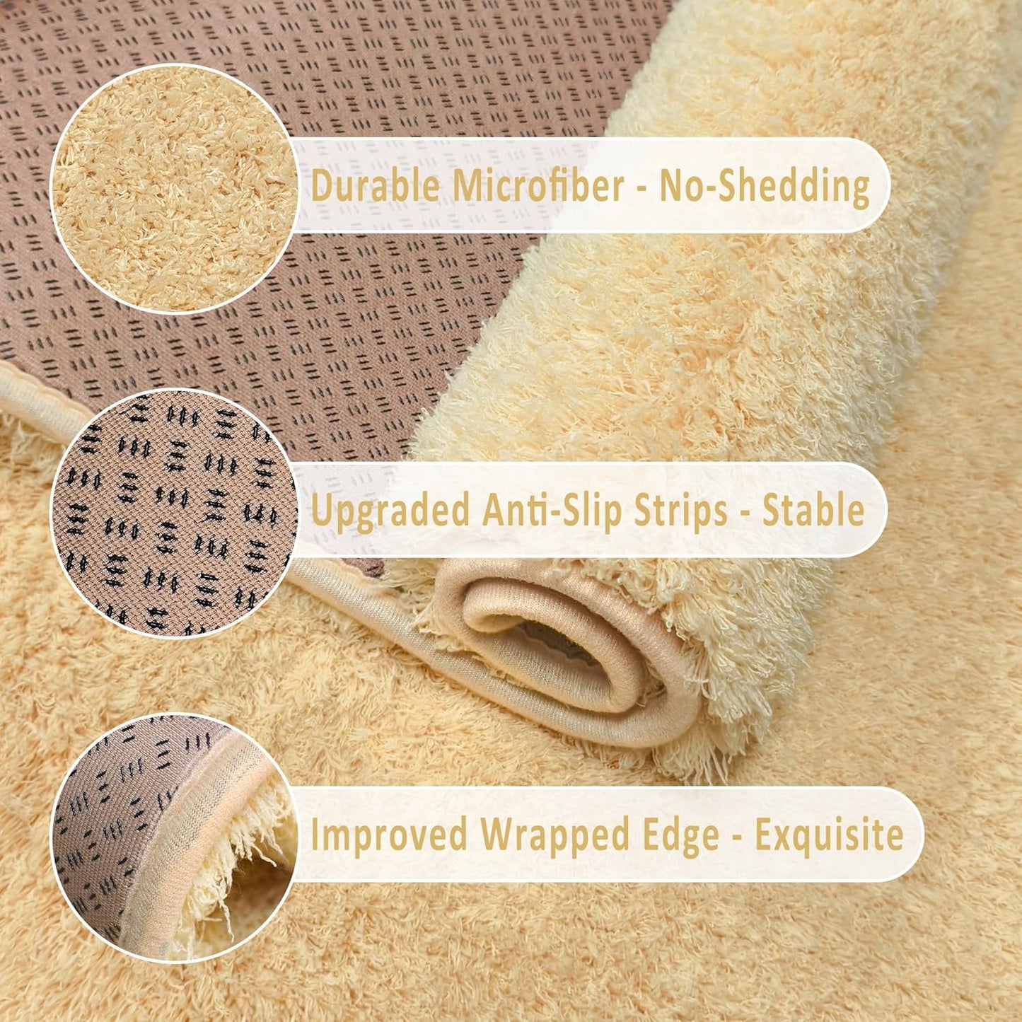 Soft Runner Rugs for Bedroom Shag Runner 2x6 Ft Hallway Runner Plush Shaggy Carpet Non Slip for Bedside Sofa Living Room Dorm, Light Yellow