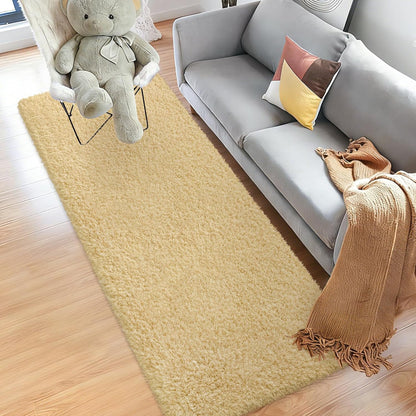 Soft Runner Rugs for Bedroom Shag Runner 2x6 Ft Hallway Runner Plush Shaggy Carpet Non Slip for Bedside Sofa Living Room Dorm, Light Yellow