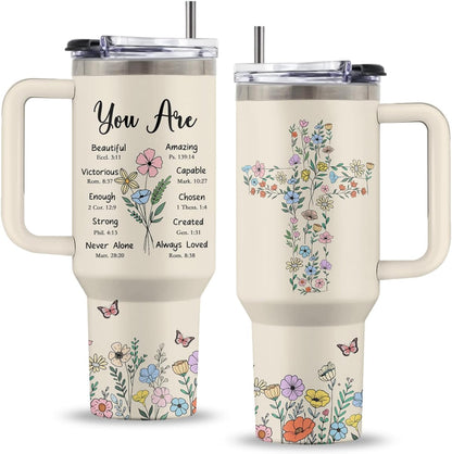 Lemon 40oz Tumbler, with Handle Straw, Insulated Sport Coffee Cup | 40oz Stainless Steel Tumbler, Travel Water Bottle, Thanksgiving Christmas Birthday Gift for Lemon Lover