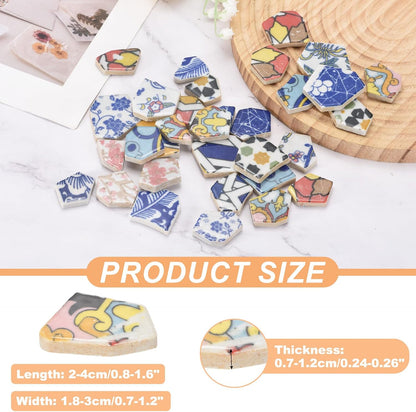 Irregular Ceramic Mosaic Tiles, 300g/0.7lb Broken Porcelain Mosaic Tiles Bulk Irregular Glazed for DIY Art Craft Making Home Decor, Yellow/Pink