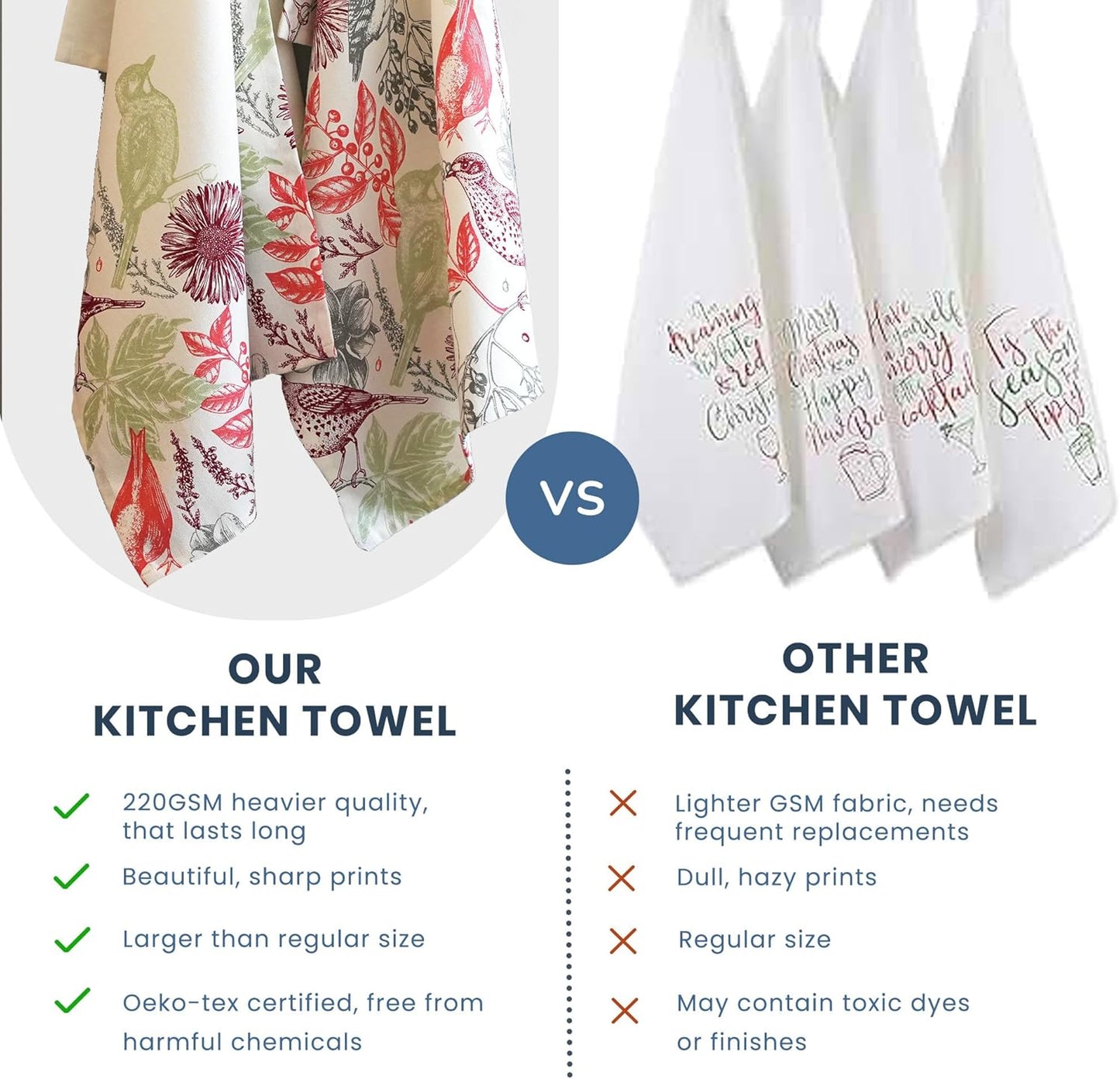 The Fine Living Co. 100% Cotton Kitchen Towels Set of 2, 18 x 28 inches, Lemon Printed Dish Towel, Hand Towels, Kitchen Towels, Boho Tea Towels - Multifunctional, Stylish, Absorbent, Soft