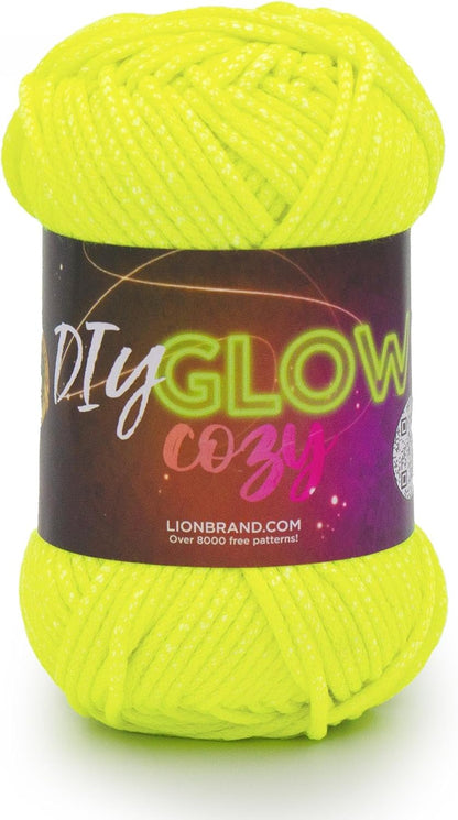 DIY Glow Cozy Glow in the Dark Yarn, Neon Yellow, 1 Pack | Worsted Weight Soft Tube Knit & Crochet Fiber for Halloween Costumes, Décor, Pillows, Trim, Glow in the Dark Bags