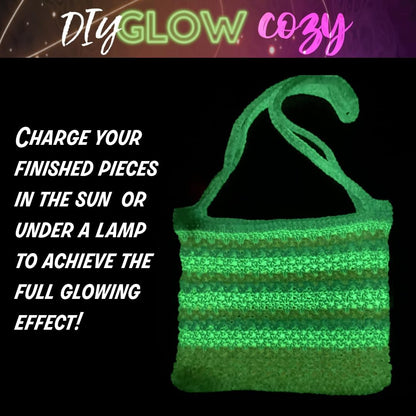 DIY Glow Cozy Glow in the Dark Yarn, Neon Yellow, 1 Pack | Worsted Weight Soft Tube Knit & Crochet Fiber for Halloween Costumes, Décor, Pillows, Trim, Glow in the Dark Bags