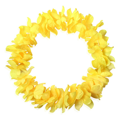 Hawaiian Leis Headband Wristbands Hawaii Tropical Luau Flower Women Necklace Headpiece Hair Bands Hairband Bracelets Beach Summer Pool Wedding Cosplay Birthday Dress Up Party Supplies Yellow